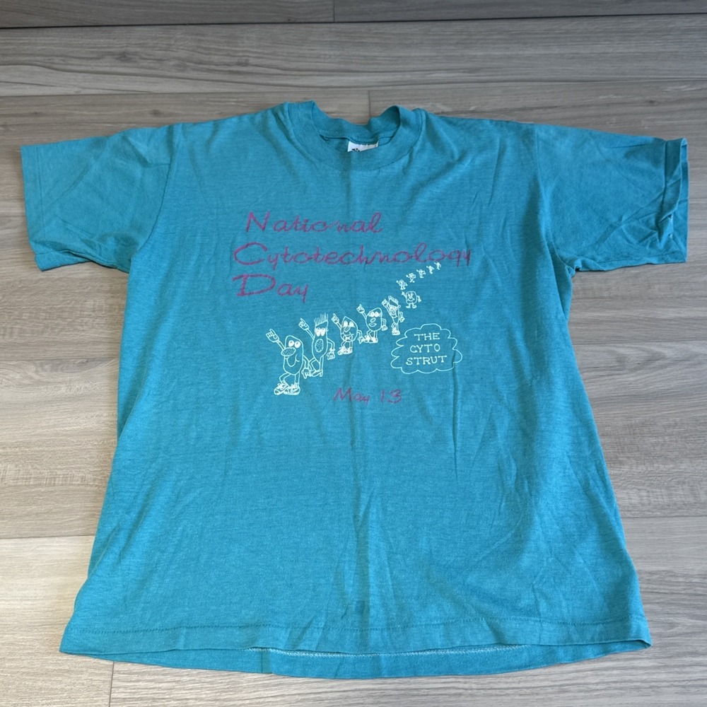 Vintage 80s Cytotechnology Science‎ Nerd T-Shirt L Fits SM Biology single stitch